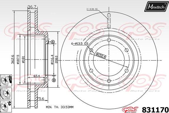 Maxtech 857159 - Тормозной диск autospares.lv