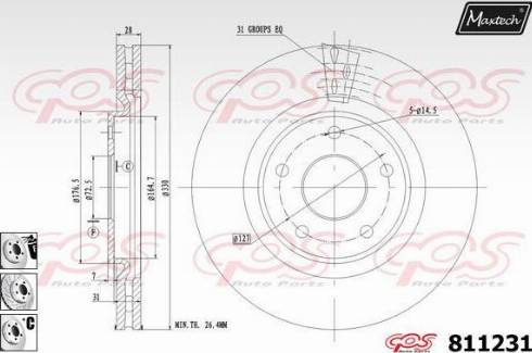 Maxtech 811231.6880 - Тормозной диск autospares.lv