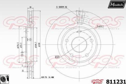 Maxtech 811231.0060 - Тормозной диск autospares.lv