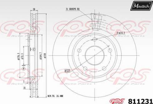 Maxtech 811231.0000 - Тормозной диск autospares.lv