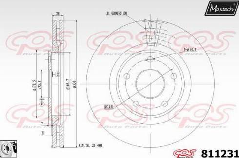 Maxtech 811231.0080 - Тормозной диск autospares.lv