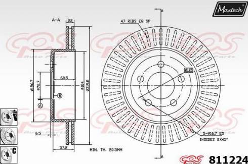 Maxtech 811224.6980 - Тормозной диск autospares.lv