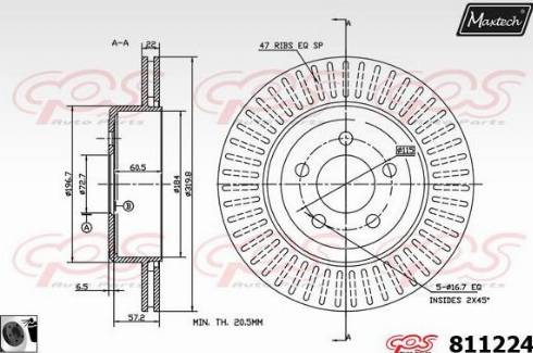 Maxtech 811224.0060 - Тормозной диск autospares.lv