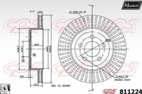 Maxtech 811224.0080 - Тормозной диск autospares.lv