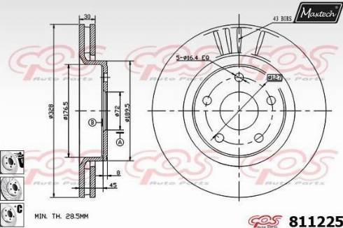 Maxtech 811225.6880 - Тормозной диск autospares.lv