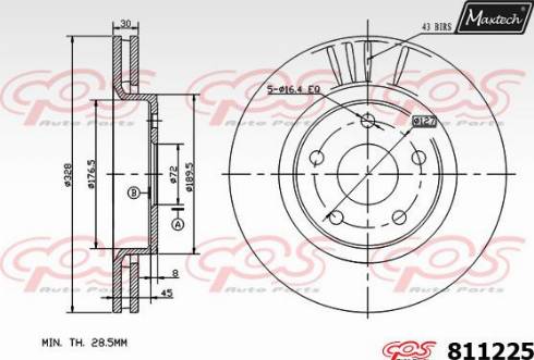 Maxtech 811225.0000 - Тормозной диск autospares.lv