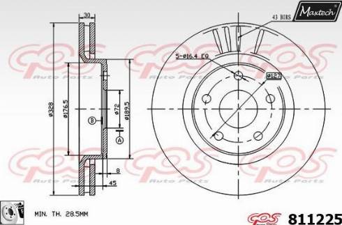 Maxtech 811225.0080 - Тормозной диск autospares.lv