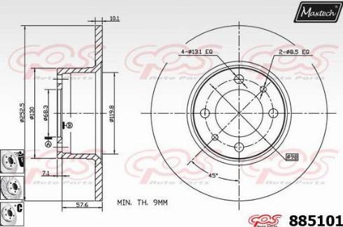 Maxtech 885101.6880 - Тормозной диск autospares.lv