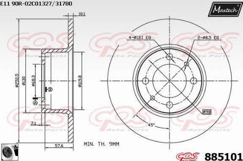 Maxtech 885101.0060 - Тормозной диск autospares.lv