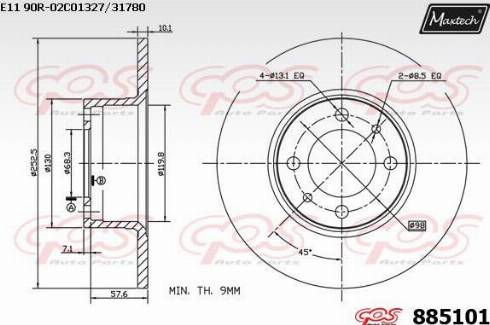 Maxtech 885101.0000 - Тормозной диск autospares.lv