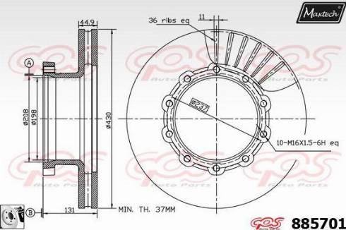 Maxtech 885701.0080 - Тормозной диск autospares.lv