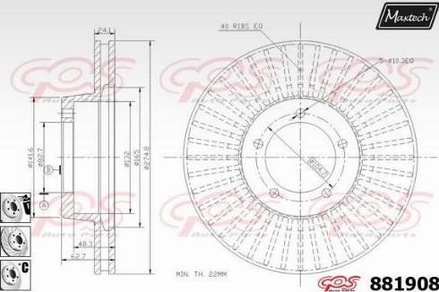 Maxtech 881908.6880 - Тормозной диск autospares.lv