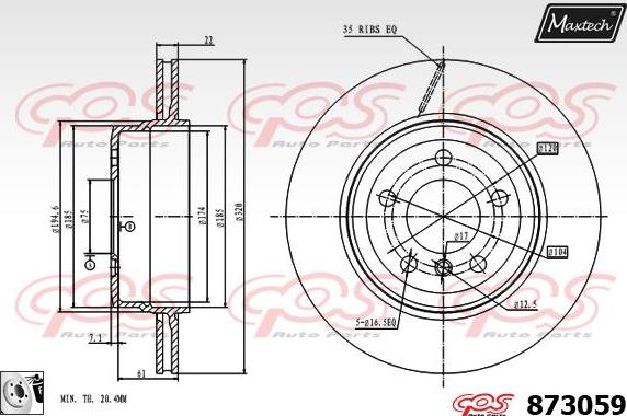 Maxtech 881908 - Тормозной диск autospares.lv