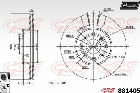 Maxtech 881405.6060 - Тормозной диск autospares.lv