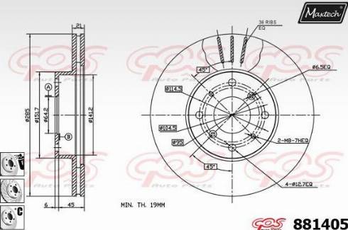 Maxtech 881405.6880 - Тормозной диск autospares.lv