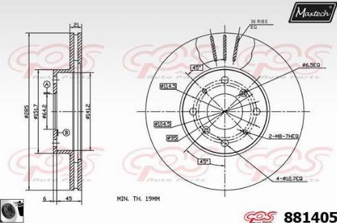 Maxtech 881405.0060 - Тормозной диск autospares.lv