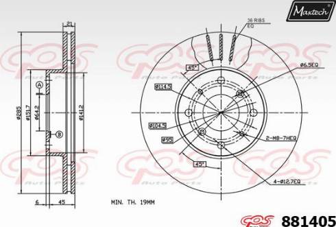 Maxtech 881405.0000 - Тормозной диск autospares.lv