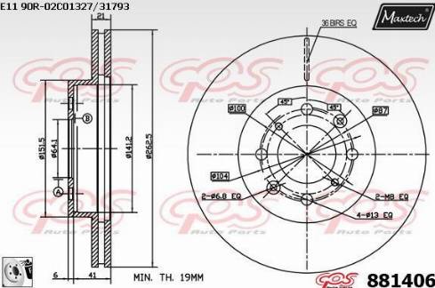 Maxtech 881406.0080 - Тормозной диск autospares.lv