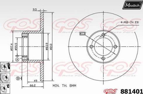 Maxtech 881401.6880 - Тормозной диск autospares.lv