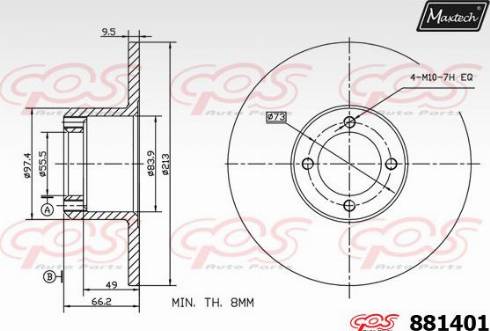 Maxtech 881401.0000 - Тормозной диск autospares.lv