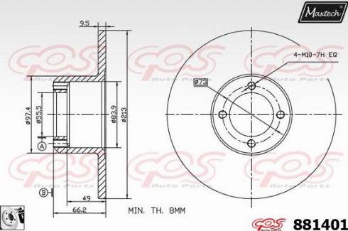 Maxtech 881401.0080 - Тормозной диск autospares.lv