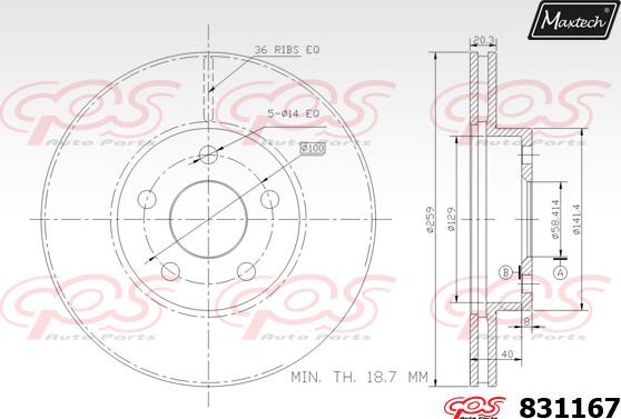 Maxtech 881401 - Тормозной диск autospares.lv