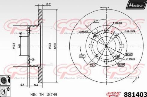 Maxtech 881403.6060 - Тормозной диск autospares.lv