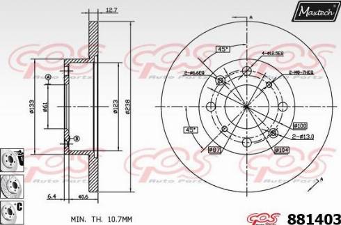 Maxtech 881403.6980 - Тормозной диск autospares.lv