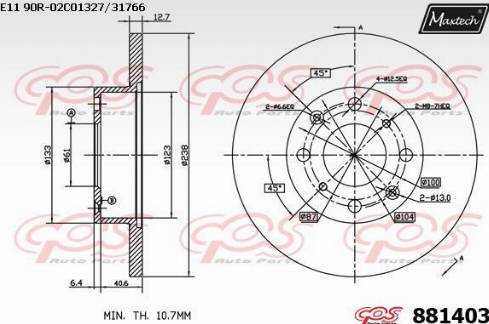 Maxtech 881403.0000 - Тормозной диск autospares.lv