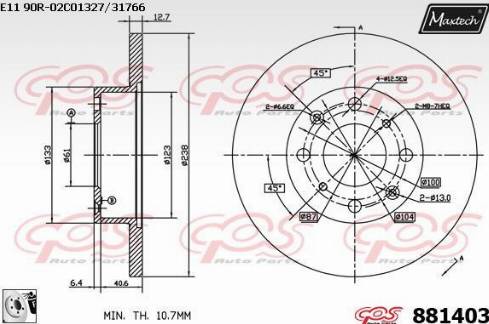 Maxtech 881403.0080 - Тормозной диск autospares.lv