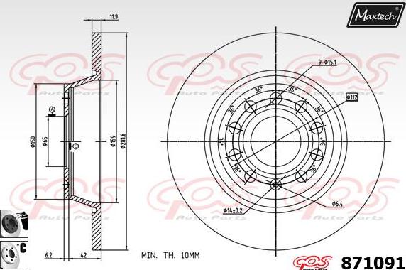 Maxtech 881403 - Тормозной диск autospares.lv