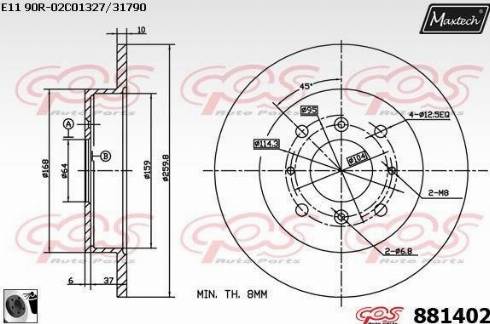 Maxtech 881402.0060 - Тормозной диск autospares.lv