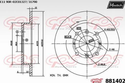 Maxtech 881402.0000 - Тормозной диск autospares.lv