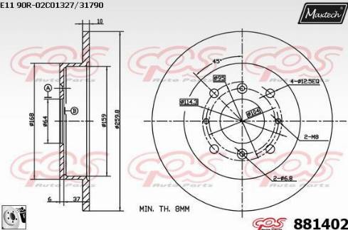 Maxtech 881402.0080 - Тормозной диск autospares.lv