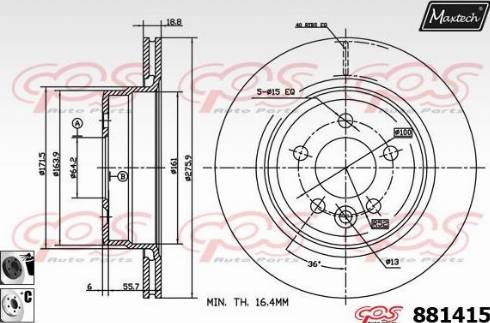 Maxtech 881415.6060 - Тормозной диск autospares.lv