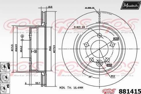 Maxtech 881415.6880 - Тормозной диск autospares.lv