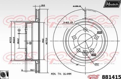 Maxtech 881415.0060 - Тормозной диск autospares.lv