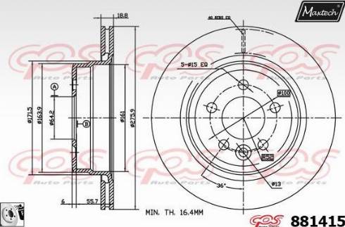 Maxtech 881415.0080 - Тормозной диск autospares.lv