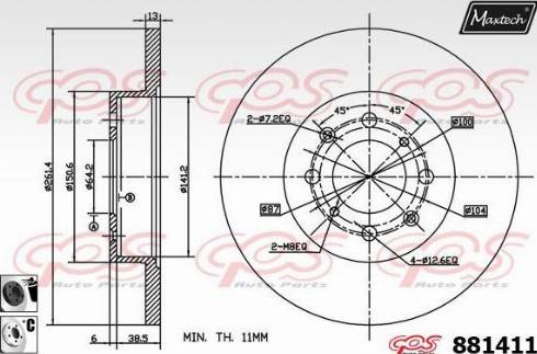 Maxtech 881411.6060 - Тормозной диск autospares.lv