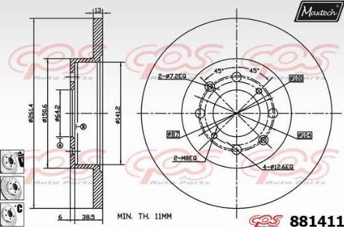 Maxtech 881411.6880 - Тормозной диск autospares.lv