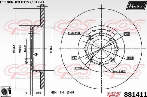 Maxtech 881411.0060 - Тормозной диск autospares.lv