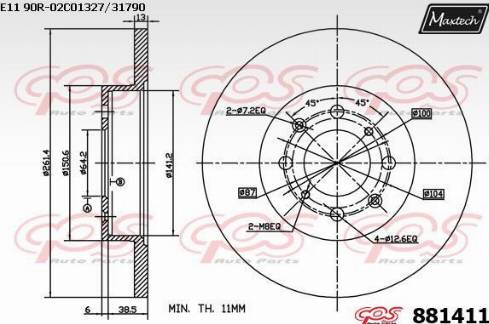 Maxtech 881411.0000 - Тормозной диск autospares.lv