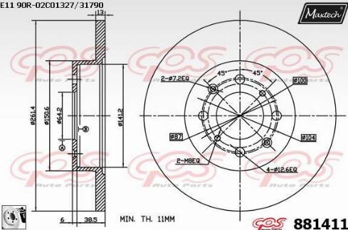 Maxtech 881411.0080 - Тормозной диск autospares.lv