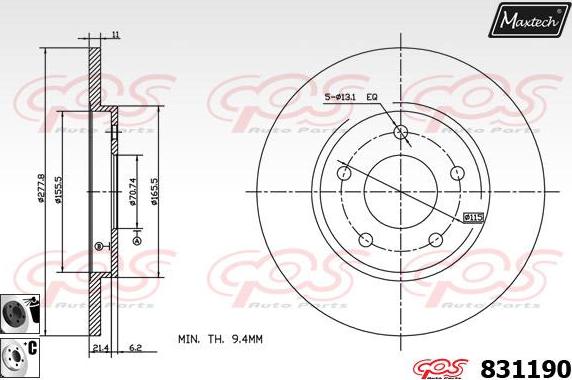 Maxtech 881411 - Тормозной диск autospares.lv