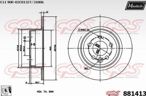 Maxtech 881413.0080 - Тормозной диск autospares.lv