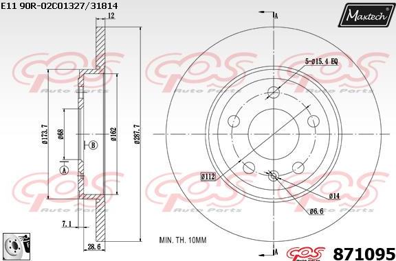 Maxtech 881009 - Тормозной диск autospares.lv