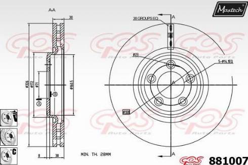 Maxtech 881007.6980 - Тормозной диск autospares.lv