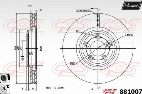 Maxtech 881007.6060 - Тормозной диск autospares.lv