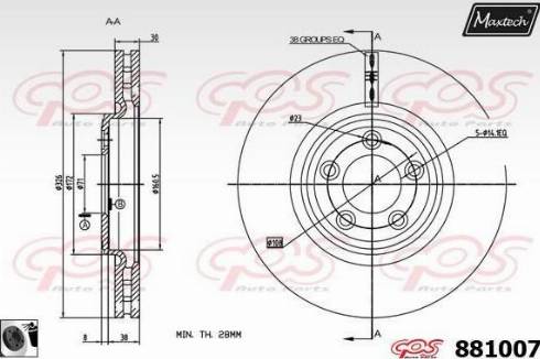 Maxtech 881007.0060 - Тормозной диск autospares.lv