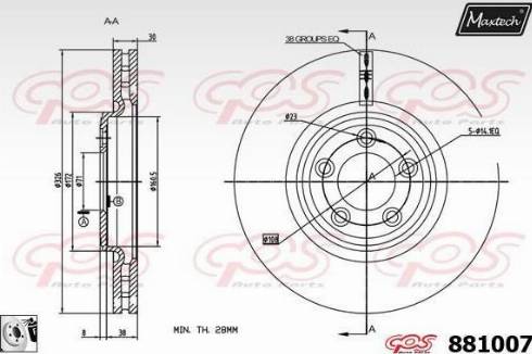 Maxtech 881007.0080 - Тормозной диск autospares.lv